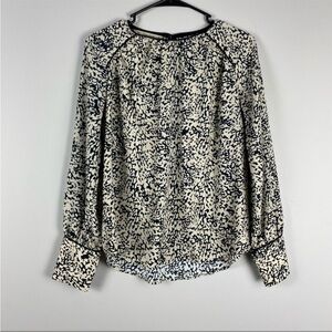 Zara Black and Cream Patterned Blouse